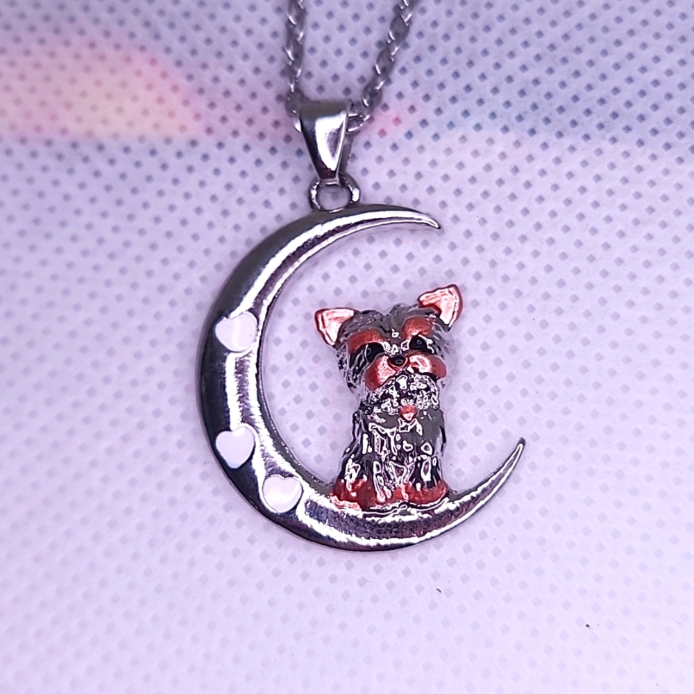 Cresent π Moon Yorkie Necklece π π - Picture 2 of 6